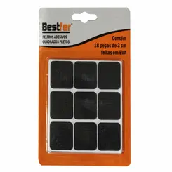FELTRO PROTETOR ADESIVO EVA QUAD. 18PCS PRETO 3CM