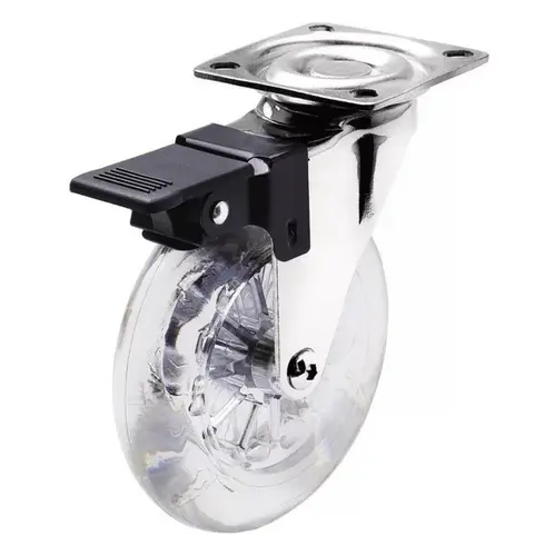 RODIZIO GEL CHAPA C/ FREIO (PRATA)