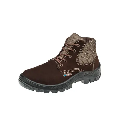 BOTA C/ CADARÇO BICO PLASTICO COURO NOBUCK CAFE 15/17 NEW PRIME SALTO NUBUCK