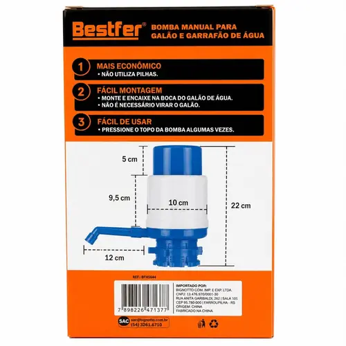 BOMBA MANUAL GARRAFAO 10L E 20L