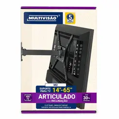 SUPORTE TV BIARTICULADO COM INCLINAÇAO PARA DE 14" A 56" - PRETO