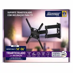 SUPORTE TV ARTICULADO COM INCLINAÇAO PARA TV DE 14" A 55" PRETO
