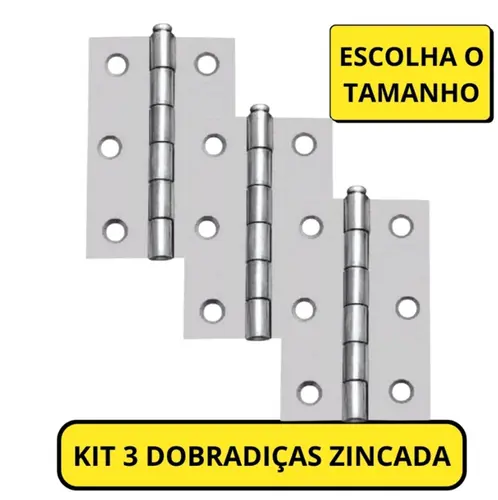 DOBRADIÇA FG CART 3 UNDS GALVANIZADA