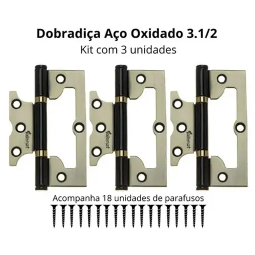 DOBRADIÇA SOBREPOR 3 1/2" OXIDADO P/ LISO
