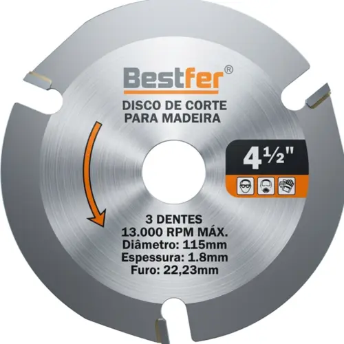 DISCO MADEIRA 3 DENTES 115X1,8X22,23MM 4 1/2POL