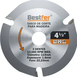 DISCO MADEIRA 3 DENTES 115X1,8X22,23MM 4 1/2POL