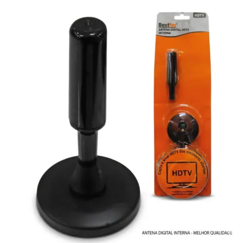 ANTENA DIGITAL HDTV INTERNA 7,5CM BASE IMANTADA CABO 4M