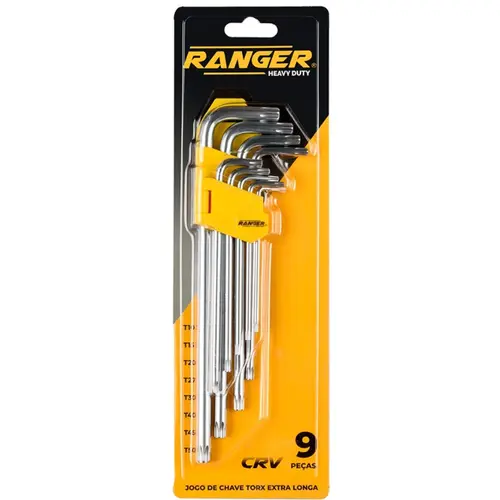 JOGO CHAVE TORX RANGER 9PC EXTRA LONGA