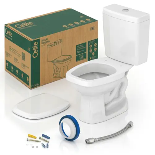CONJUNTO LIKE BACIA C/CX ACOPLADA BRANCO COMPLETO