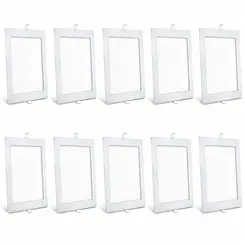 KIT  PLAFON QUADRADO EMBUTIR 165MM LED 6500K BRANCO BRANCO 12W 10 UNDS