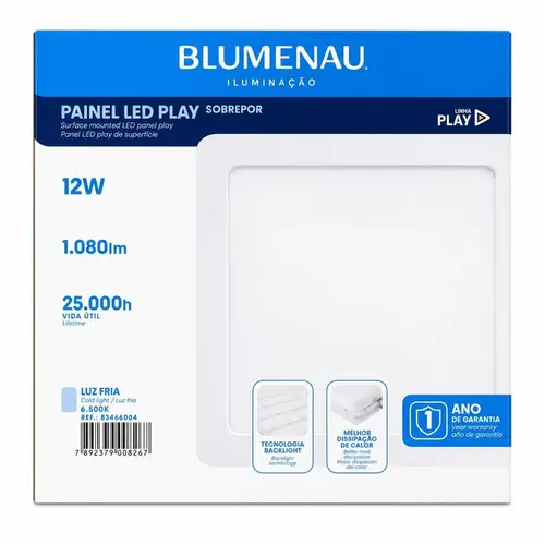 KIT PLAFON QUADRADO SOBREPOR 165mm LED 6500K BRANCO 12W 10 UNDS