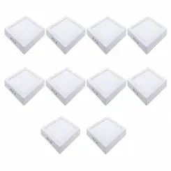 KIT PLAFON QUADRADO SOBREPOR 165mm LED 6500K BRANCO 12W 10 UNDS
