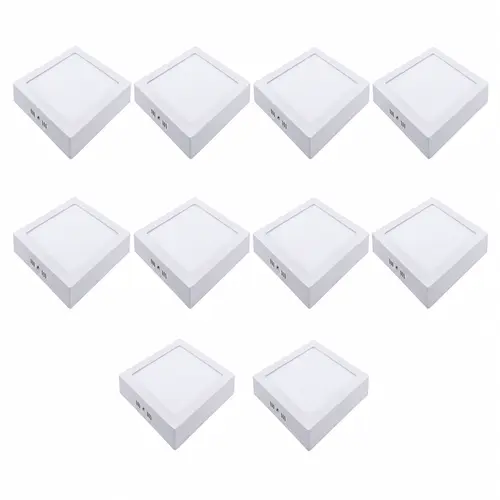 KIT PLAFON QUADRADO SOBREPOR 212mm LED 6500K BRANCO 18 W 10 UNDS