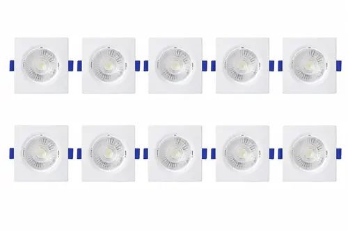 KIT SPOT QUADRADO 6500 K ( BRANCO ) 6W 10 UNDS