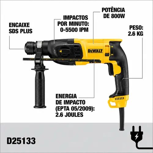 MARTELETE SDS PLUS 800W  127V  KITBOX D25133K