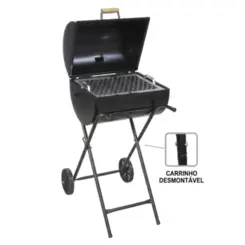 CHURRASQUEIRA MEGA-GRILL MISTA COM GRELHA E CARRINHO MEIO ABAFADOR