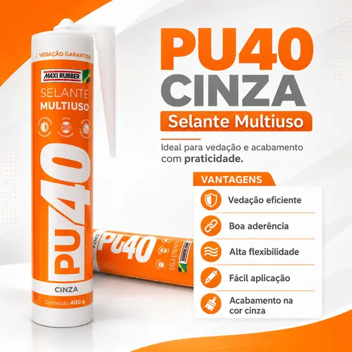 KIT ADESIVO PU40 CINZA 400G MAXI RUBBER 10 UNDS