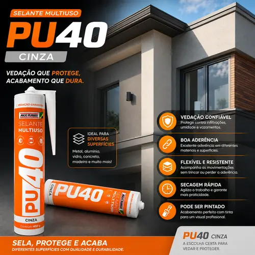 KIT ADESIVO PU40 CINZA 400G MAXI RUBBER 10 UNDS