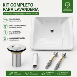 KIT DE INSTALAÇÃO COMPLETA TANQUE DE FIBRA SIMPLES 60 X 50 BRANCO