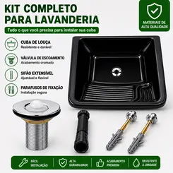 KIT DE INSTALAÇÃO COMPLETA TANQUE DE FIBRA SIMPLES 60 X 50 PRETO