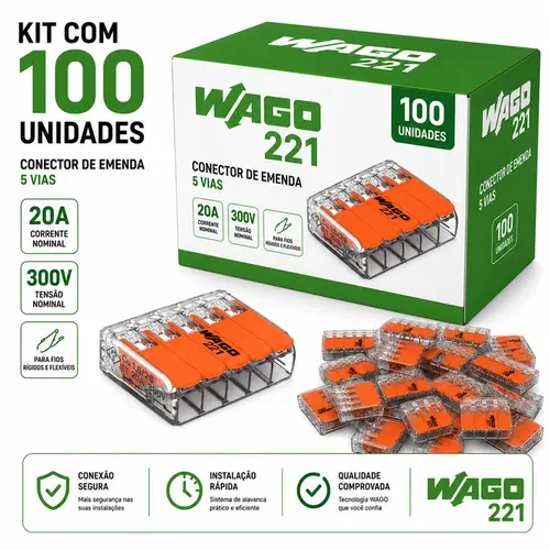 KIT CONECTOR EMENDA 6MM 5 DERIVAÇÕES 100 UNDS