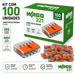 KIT CONECTOR EMENDA 6MM 5 DERIVAÇÕES 100 UNDS