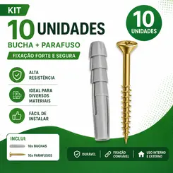 KIT PARAFUSO PHILLIPS + BUCHA S6 CONCRETO 10 UNDS