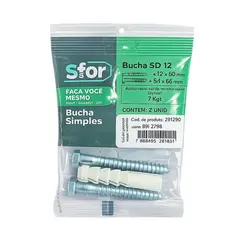 PARAFUSO SEXTAVADO SOBERBA 5/16X65 + BUCHA SD PLÁSTICA 2 PC