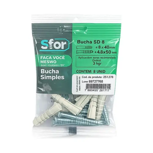 PARAFUSO MAD PHS 4,8X50 + BUCHA SD PLÁSTICA  (6 PC)