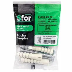 PARAFUSO MAD PHS 6,1X65 + BUCHA SD PLÁSTICA (4 PC)
