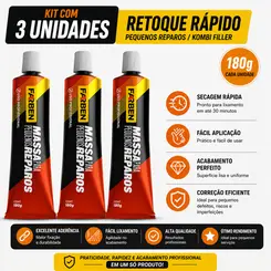 KIT COM 3 RETOQUE RÁPIDO 180GR ( PEQUENOS REPAROS / KOMBI FILLER )