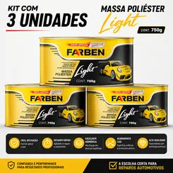 KIT MASSA POLIESTER LIGHT 750G FARBEN 3UNDS