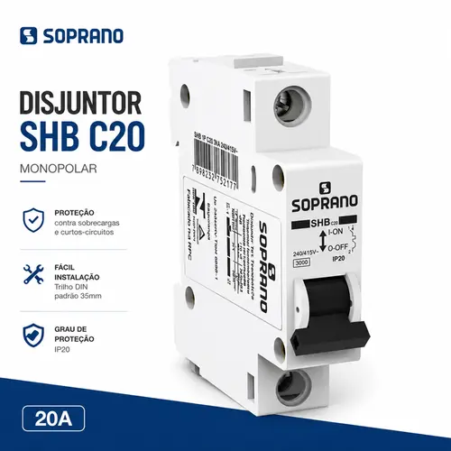 KIT COM 10 UNDS DISJUNTOR MONO SHB1GII DIN 20-A