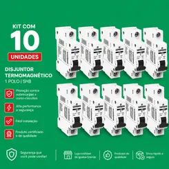 KIT COM 10 UNDS DISJUNTOR MONO SHB1GII DIN 25-A