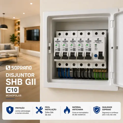 KIT COM 10 UNDS  DISJUNTOR MONO SHB1GII DIN 50-A