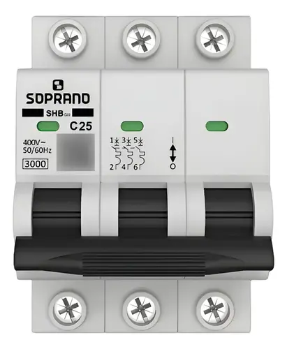 KIT COM 2 UNDS  DISJUNTOR TRIPOLAR DIN 25-A