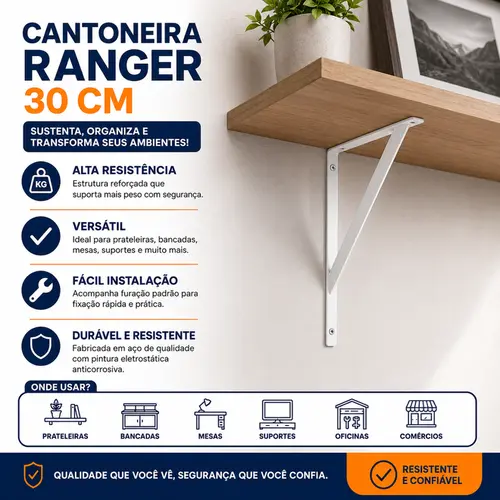 KIT COM 10 UNDS CANTONEIRA BRANCA 30CM