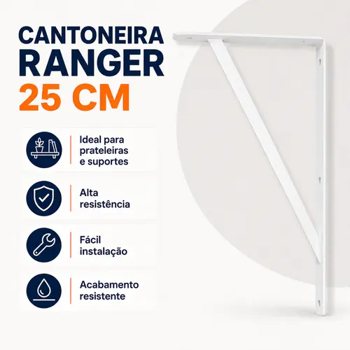 KIT COM 10 UNDS CANTONEIRA BRANCA 25 CM