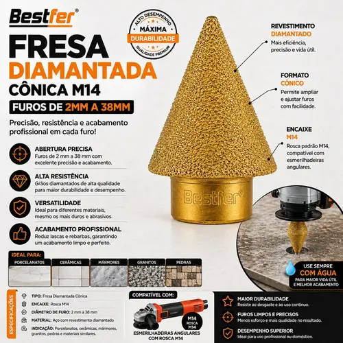 FRESA DIAMANTADA CONICA M14