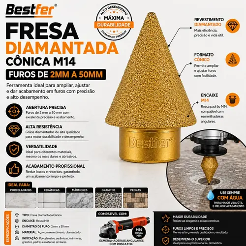 FRESA DIAMANTADA CONICA M14