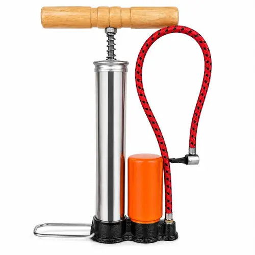 BOMBA DE BICICLETA MINI C/MULTI DE PRESSAO PUNHO MAD 34CM