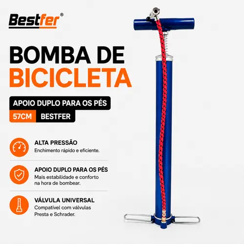 BOMBA DE BICICLETA (APOIO DUPLO PARA OS PES) 57CM