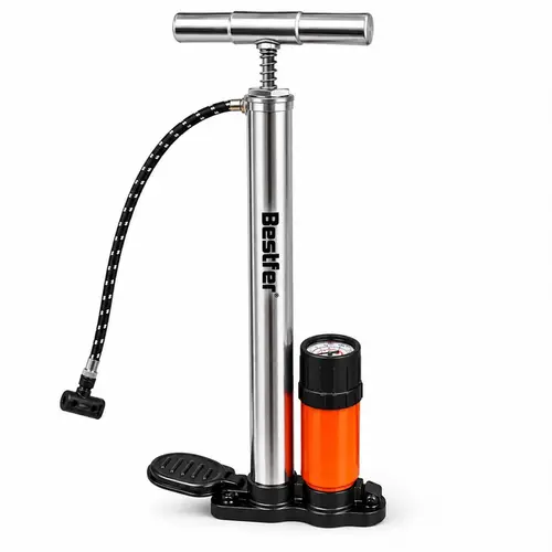 BOMBA DE BICICLETA C/MANOMETRO(PUNHO METAL) 58CM