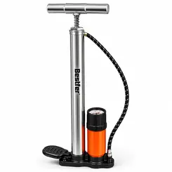 BOMBA DE BICICLETA C/MANOMETRO(PUNHO METAL) 58CM