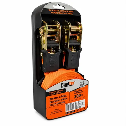 KIT CATRACA P/AMARRACAO DE CARGA 200KG 2,5CMX4,5M 2PC