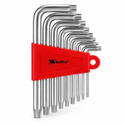 JOGO DE CHAVE TORX CURTA ACABAMENTO ACETINADO CROMO VANADIO T10-T50 9PCS