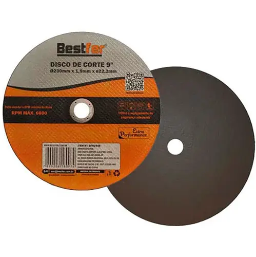 DISCO CORTE P/FERRO/INOX 9POL 230X1.9X22.2MM