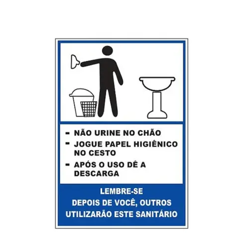 MANTENHA O BANHEIRO LIMPO MASCULINO E.P.I. PL EM PS 20 X 15CM 1UN