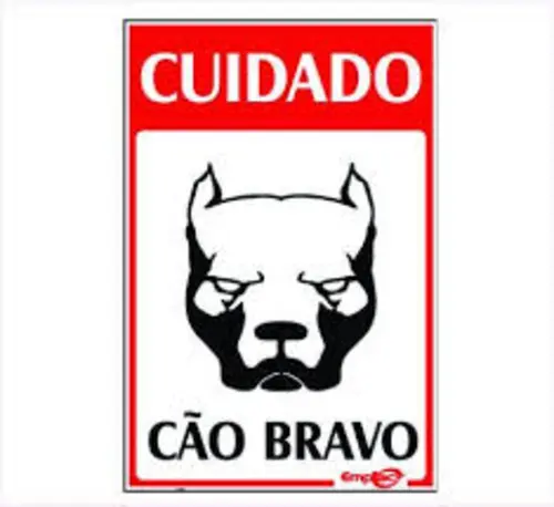 CUIDADO C/ O CAO BRAVO VERMELHA MX  PL EM PS 30 X 20CM 1UN