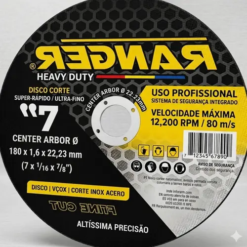 DISCO DE CORTE INOX 180 X 1.6 X 22,23MM (7 X 1.60 X 7 8 )